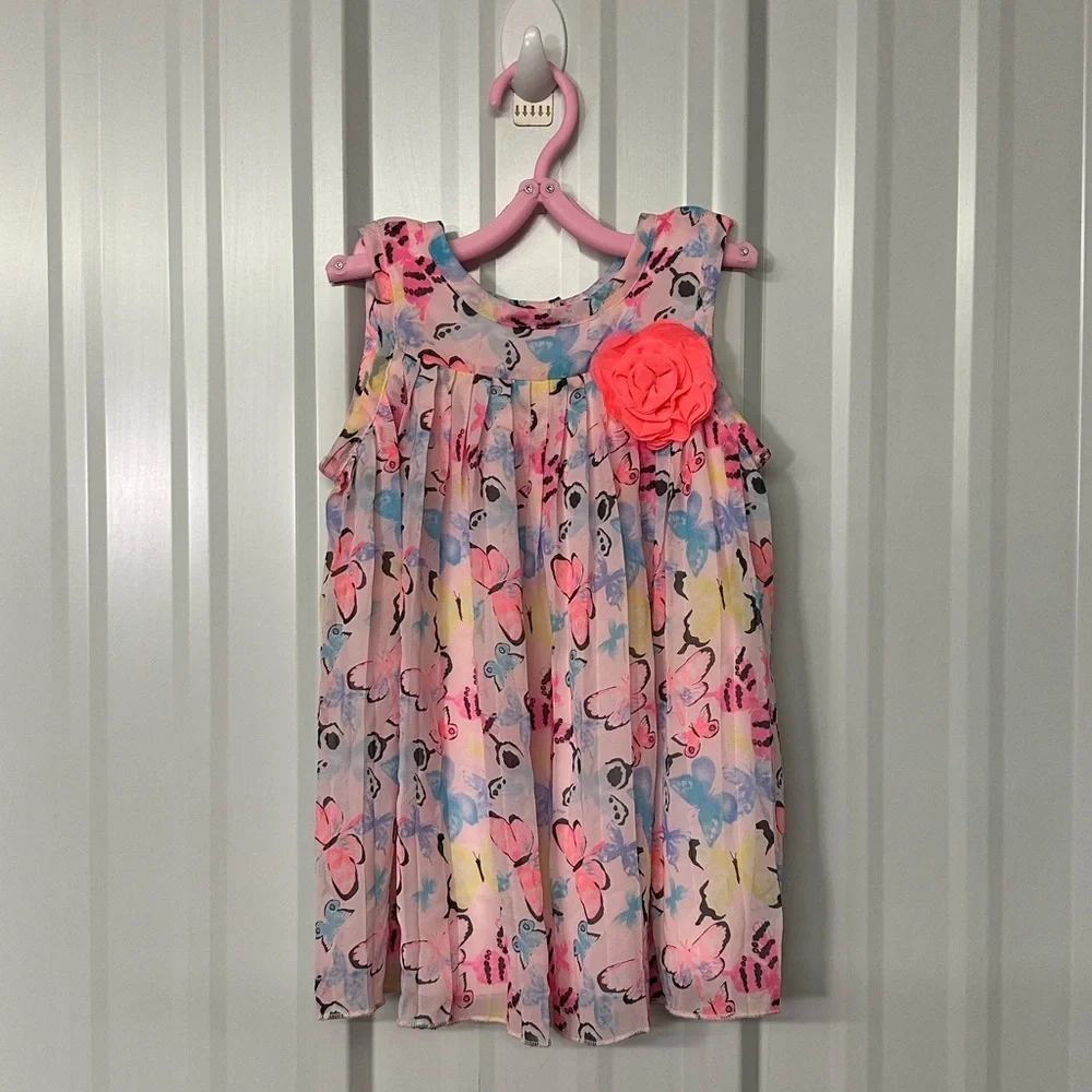 Vintage Koalakids Infant Girls 12M-18M Pleated Pattern Print Summer Dress